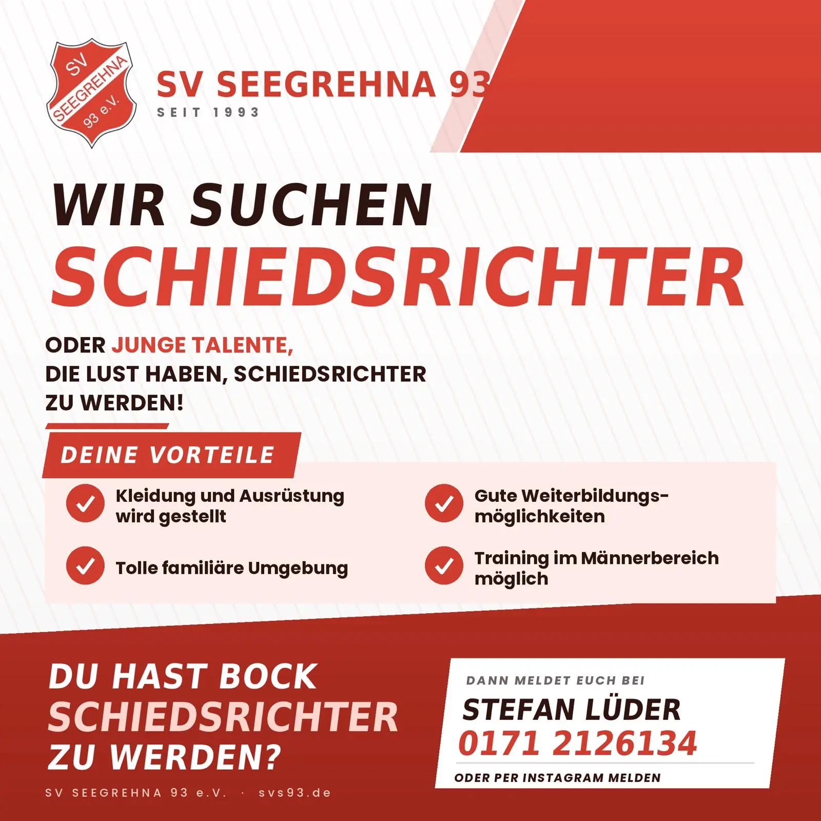 Schiedsrichter gesucht beim SV Seegrehna 93 e.V.
